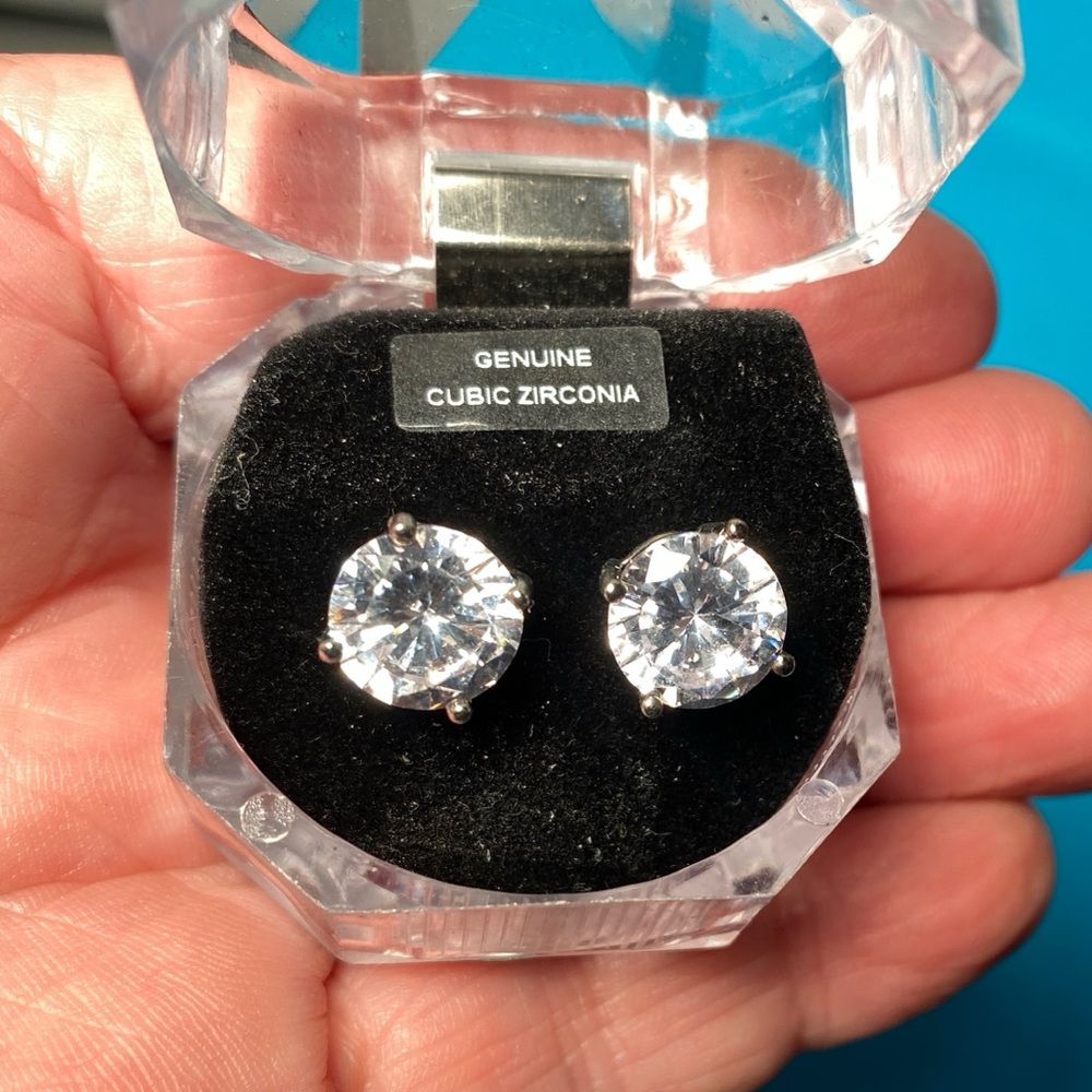Ashley Stewart Silver Cubic Zirconia Earrings